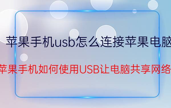 苹果手机usb怎么连接苹果电脑 苹果手机如何使用USB让电脑共享网络？